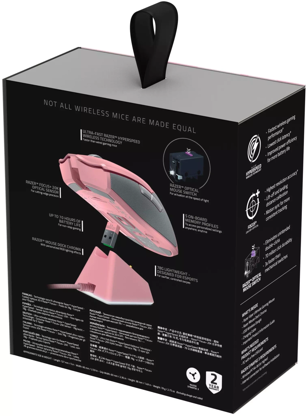 Беспроводная игровая мышь Razer Viper Ultimate с зарядной станцией, Розовый