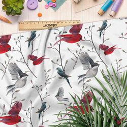 Ткань штапель зимние птицы