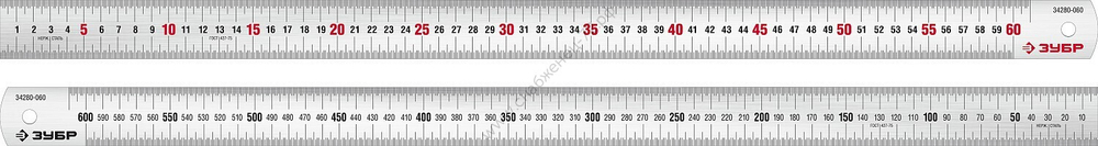 ЗУБР Про-60, длина 0.60 м, усиленная нержавеющая линейка, Профессионал (34280-060)