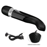 Черный мощный жезловый вибратор с изогнутой ручкой Charming Massager - 24 см. (Цвет: черный)
