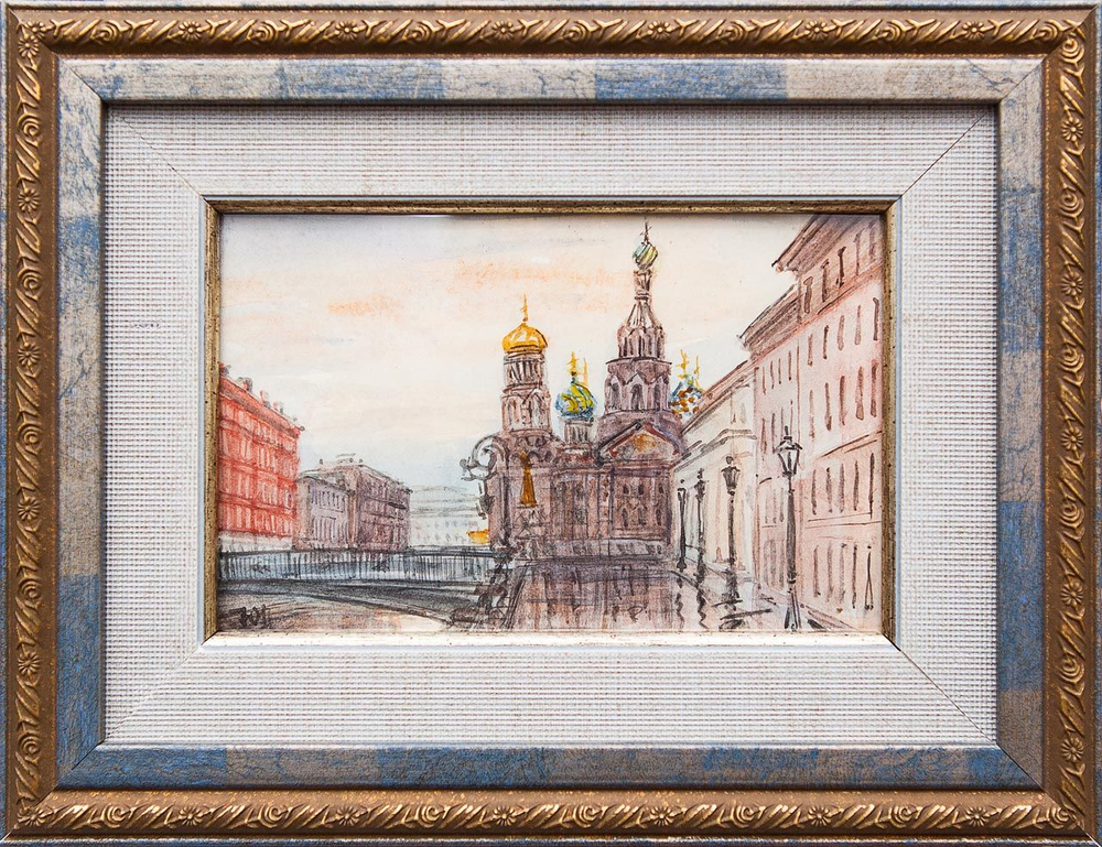 Картина акварелью "Виды СПб" Лопухова