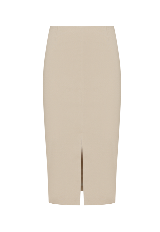 Юбка карандаш с разрезом спереди (бежевая)
