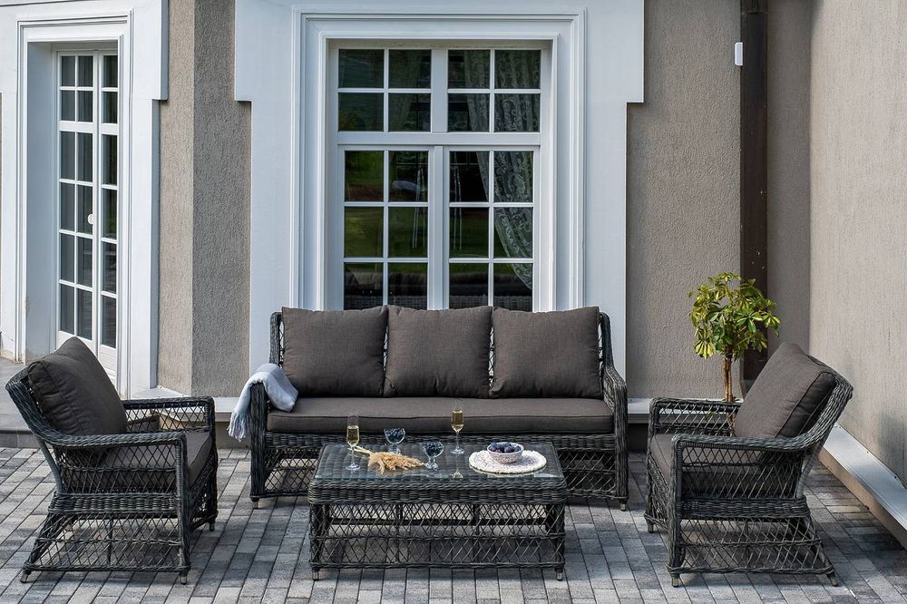 "Гранд Латте" лаунж-зона из искусственного ротанга, цвет графит