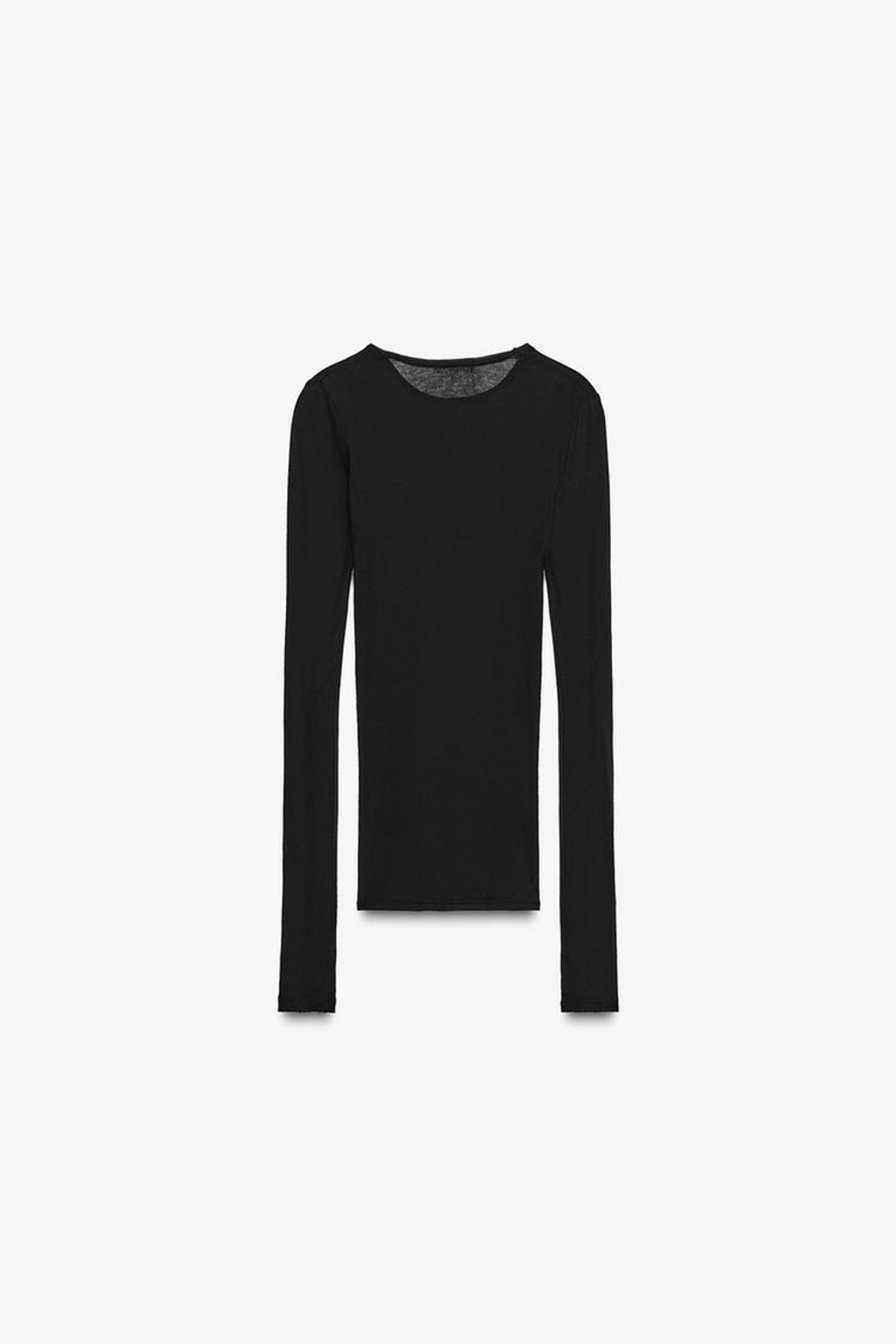 ZARA ХЛОПКОВАЯ ФУТБОЛКА SUPIMA®, ЧЕРНЫЙ