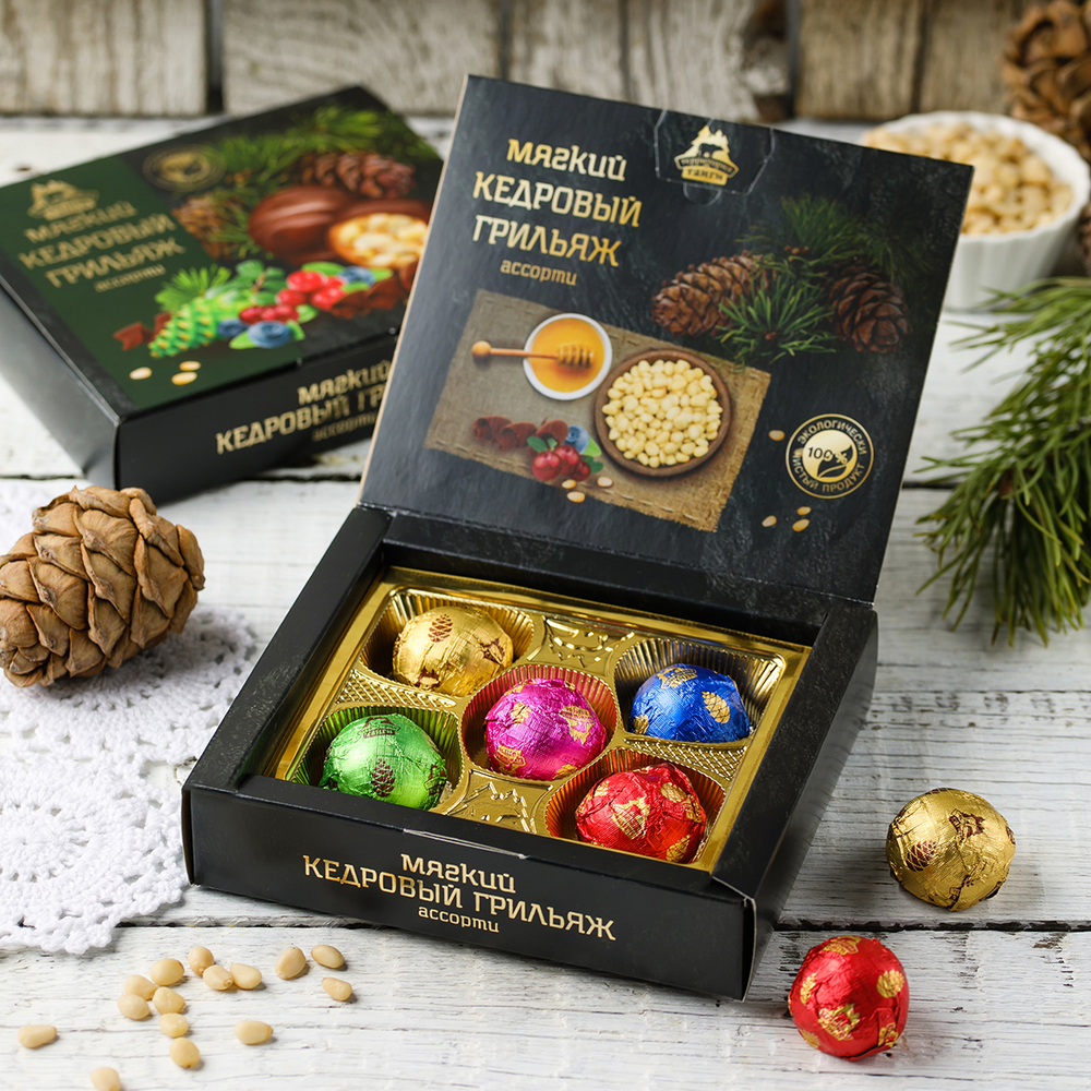 Конфеты «Мягкий кедровый грильяж ассорти» 120 гр.
