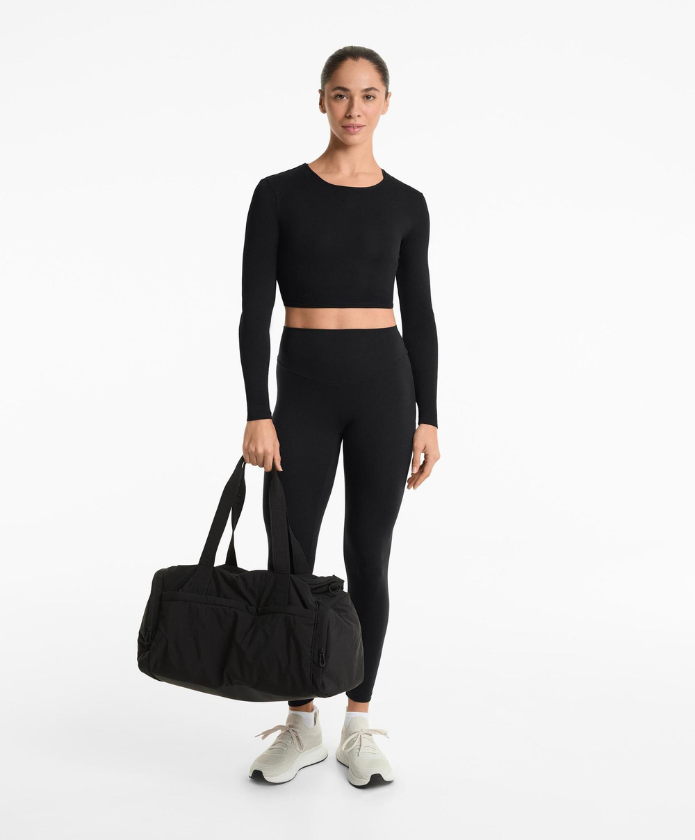 Oysho Футболка с длинным рукавом Comfortlux, черный