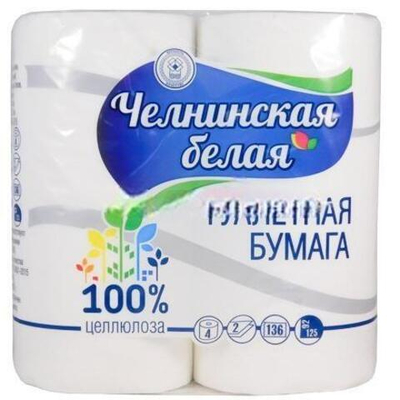 Туалетная бумага 2 сл. 4 шт. "Челнинская" Белая (1/12 шт.)