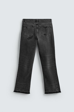 ZARA РАСКЛЕШЕННЫЕ ДЖИНСЫ С ДЫРКАМИ, УГОЛЬНЫЙ