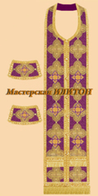 Требный комплект фиолетовый с золотом из шелка.
