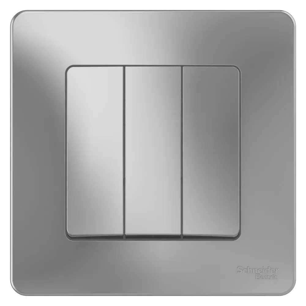 BLANCA С/У 3-клавишный ВЫКЛЮЧАТЕЛЬ (cх.1+1+1), 10А, 250В, АЛЮМИНИЙ