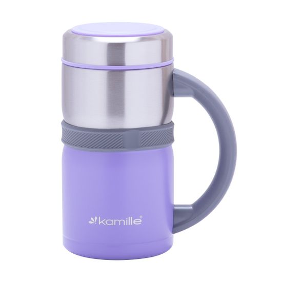 Термокружка 500 мл. из нержавеющей стали Kamille KM-2018 с пластиковой ручкой