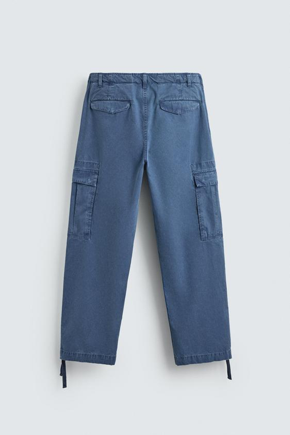 ZARA БРЮКИ КАРГО RELAXED FIT С ЭФФЕКТОМ ПОТЕРТОСТИ, СИНИЙ