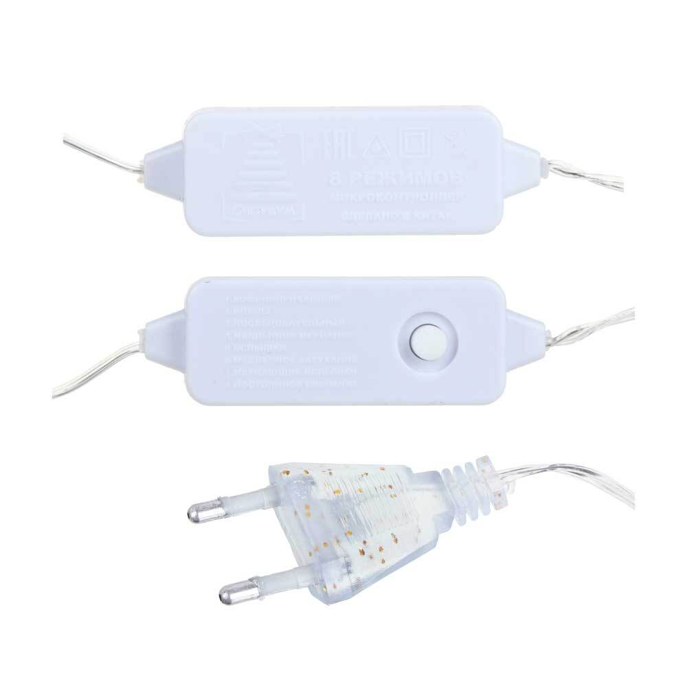 Гирлянда электрическая "Нить росы" 10м, 100 LED, 8 режимов, шампань, провод медный, 220В, СНОУ БУМ