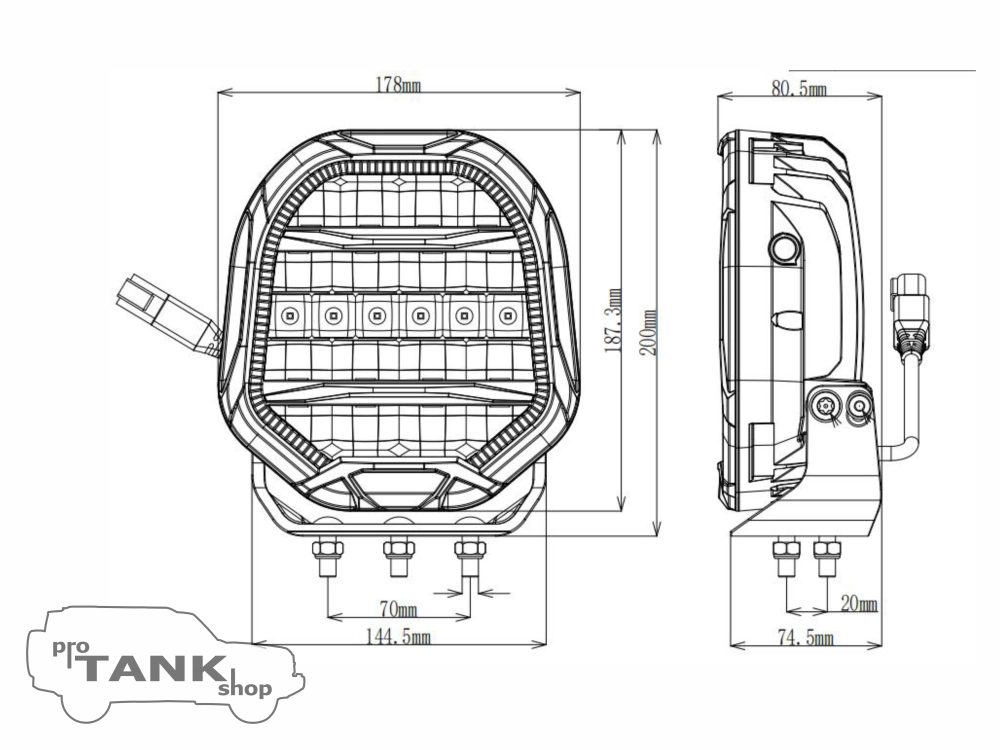 Фара светодиодная AURORA 7″ c подсветкой корпуса (ДХО) Янтарный + Белый 1 шт.