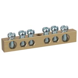 Шина ЭРА NO-122-13 PEN земля-ноль 6х9мм 6/1 латунная с креплениями по центру | Шины N, PE, PEN