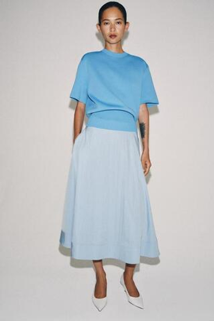 ZARA ЮБКА МИДИ-КЛЕШ — ZW COLLECTION, ГОЛУБОЙ