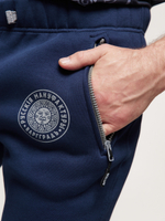 Спорт-брюки Варгградъ мужские тёмно-синие "Оттиск Солнца" с начёсом