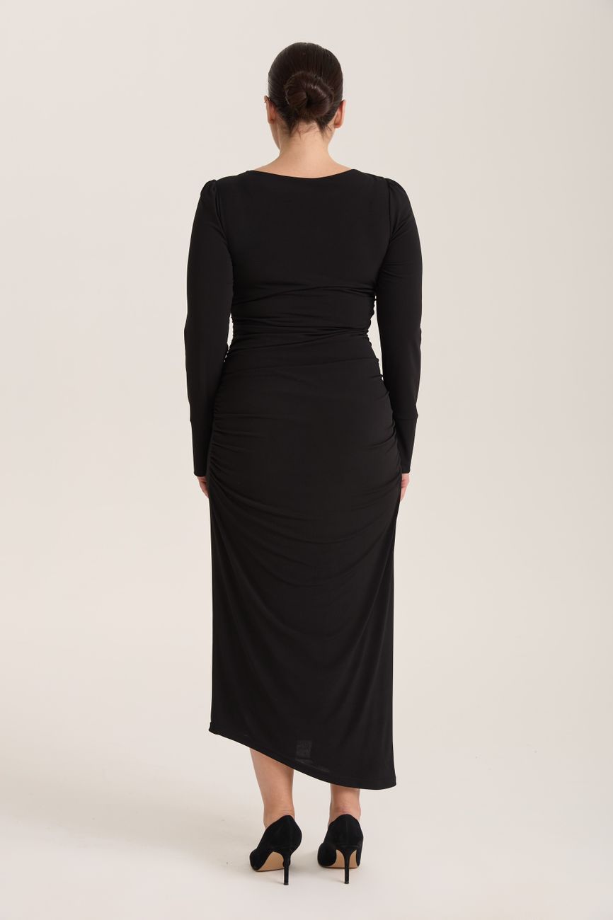 Платье трикотажное с драпировками, черный