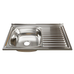 Мойка 80х50 (0,8) лев вып 3 1/2 MIXLINE 18см с сифоном