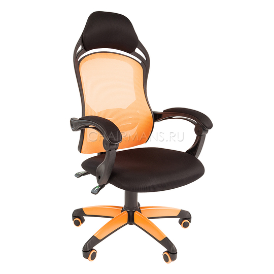 Кресло геймерское Chairman GAME 12 сетка/ткань оранжевый/черный