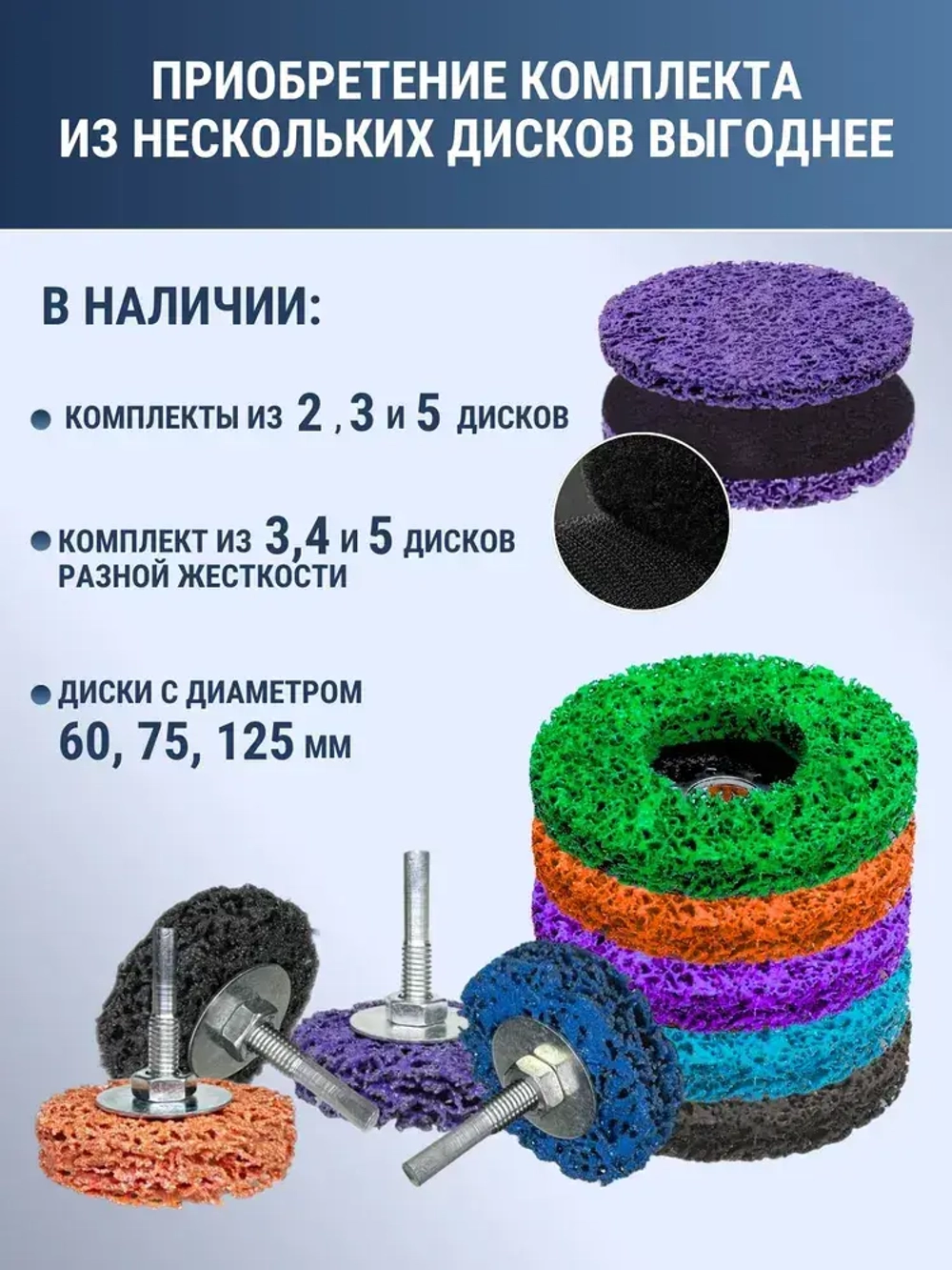 Коралловый диск 125 по металлу, круг коралловый 125 на УШМ, 4 цвета, на болгарку, разноцветные