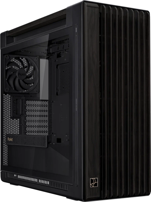 Корпус ASUS PROART PA602 WOOD TG PWM BLACK, деревянная панель на лицевой части, закаленное стекло, черный