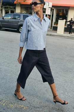 ZARA РУБАШКА В ПОЛОСКУ С ЦВЕТОЧНЫМ ПРИНТОМ, СИНИЙ/БЕЛЫЙ