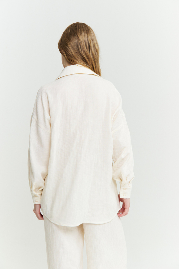 Муслиновая рубашка с манжетами сливочная