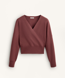 Oysho Вязаный свитер на запахе, линялый махагон