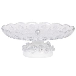 Фруктовница-конфетница Oliva Branch (Олива Бранч) со стеклянной чашей Серебро