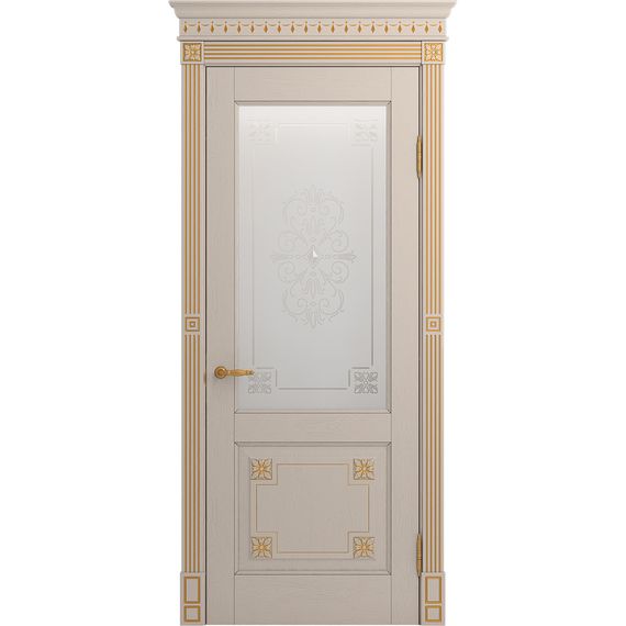 Межкомнатная дверь массив дуба Viporte Флоренция Декор прованс глянец остеклённая