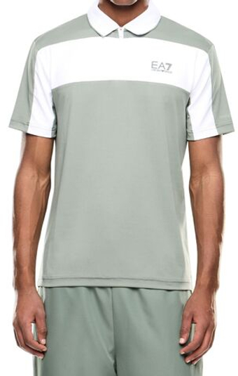 Мужское теннисное поло EA7 Tennis Pro Zip-Up Shirt - laurel wreath