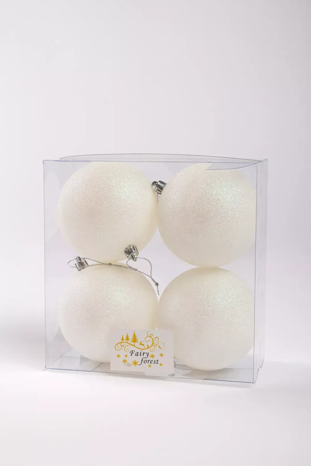 Набор новогодних шаров (4 шт) - глиттер