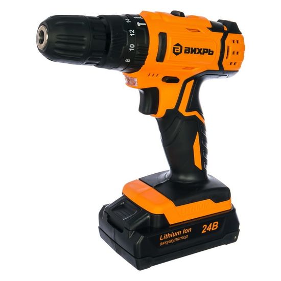 Аккумуляторная ударная дрель-шуруповерт "ВИХРЬ" ДА-24Л-2кУ