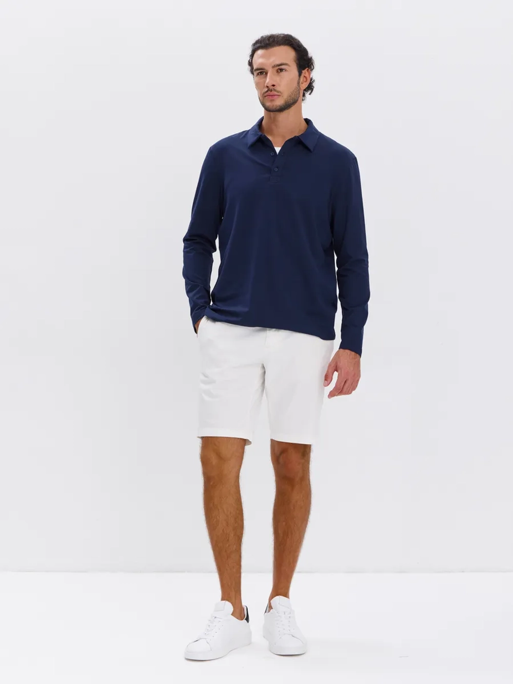 Повседневный базовый лонгслив поло