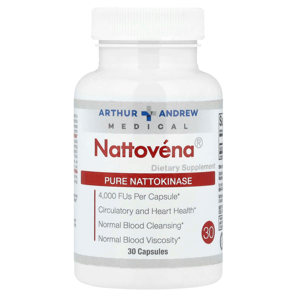Arthur Andrew Medical, Наттовена, очищенная наттокиназа, 200 мг, 30 капсул