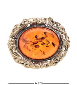 AM- 873 Брошь «Барокко» (латунь, янтарь)