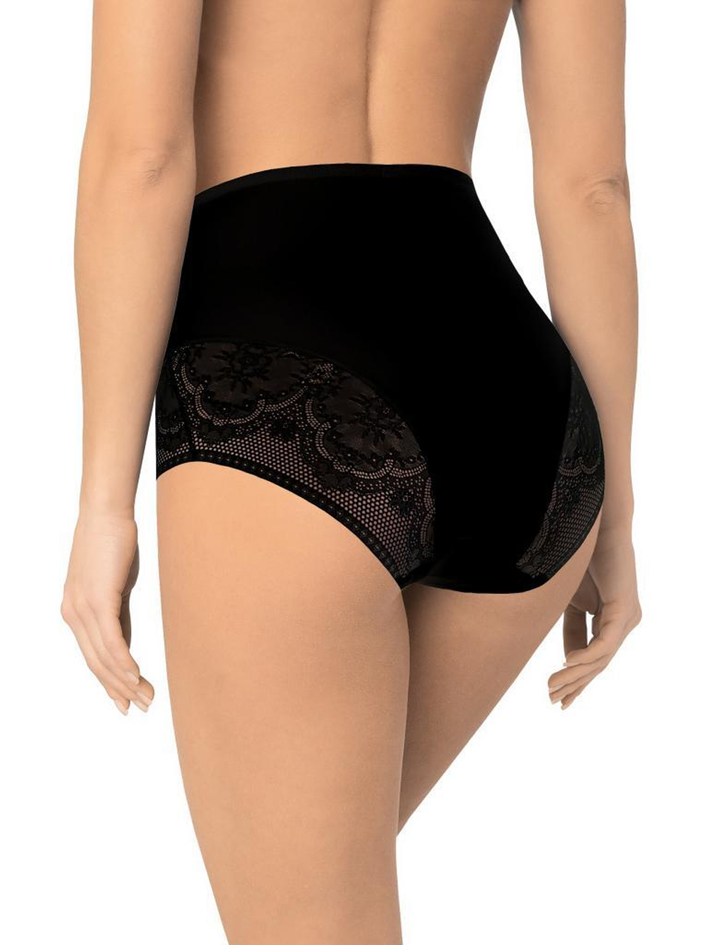 Высокие трусики из деликатного эластичного полотна (Размер: XL) (Цвет: черный)