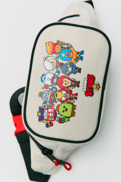 ZARA ПОЯСНАЯ СУМКА С ПРИНТОМ BRAWL STARS © SUPERCELL OY, СЕРЫЙ