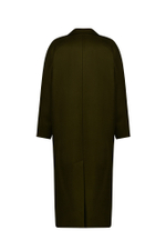 Темно-зеленое двубортное пальто