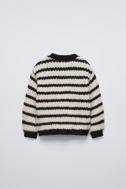 ZARA КАРДИГАН В ПОЛОСКУ, ЭКРЮ/ЧЕРНЫЙ