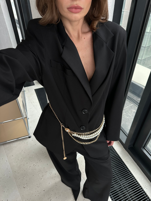 Брюки из вискозы на заниженной талии черные