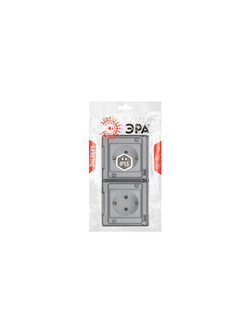 Розетка Эксперт 11-2503-01 2х2P+E гориз. IP55 16А-250В ОУ бел. Эра Б0063264