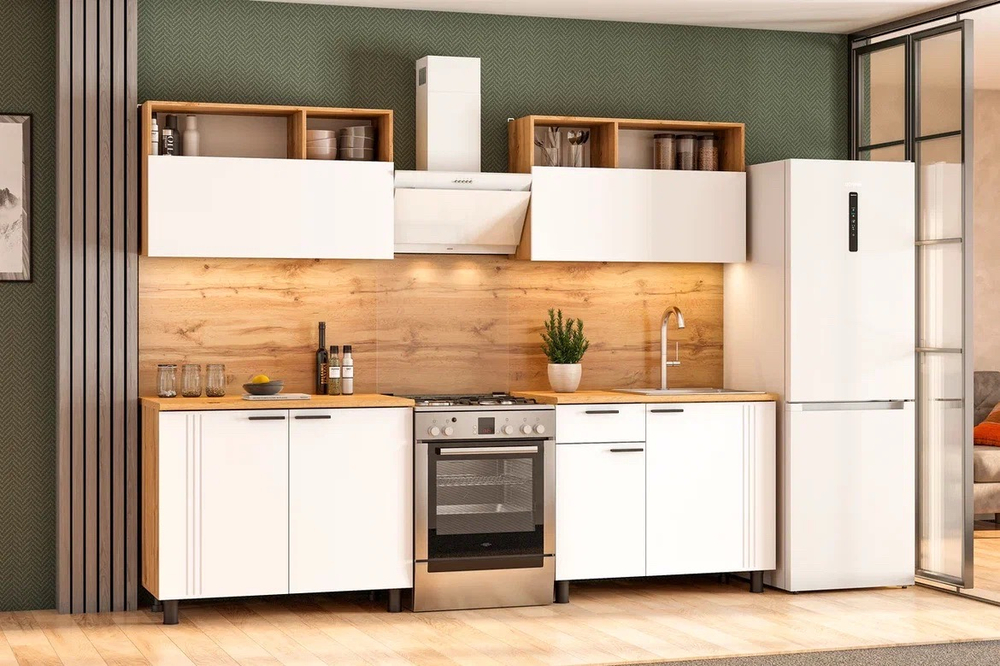 Кухня «Монако» Белая 200 см