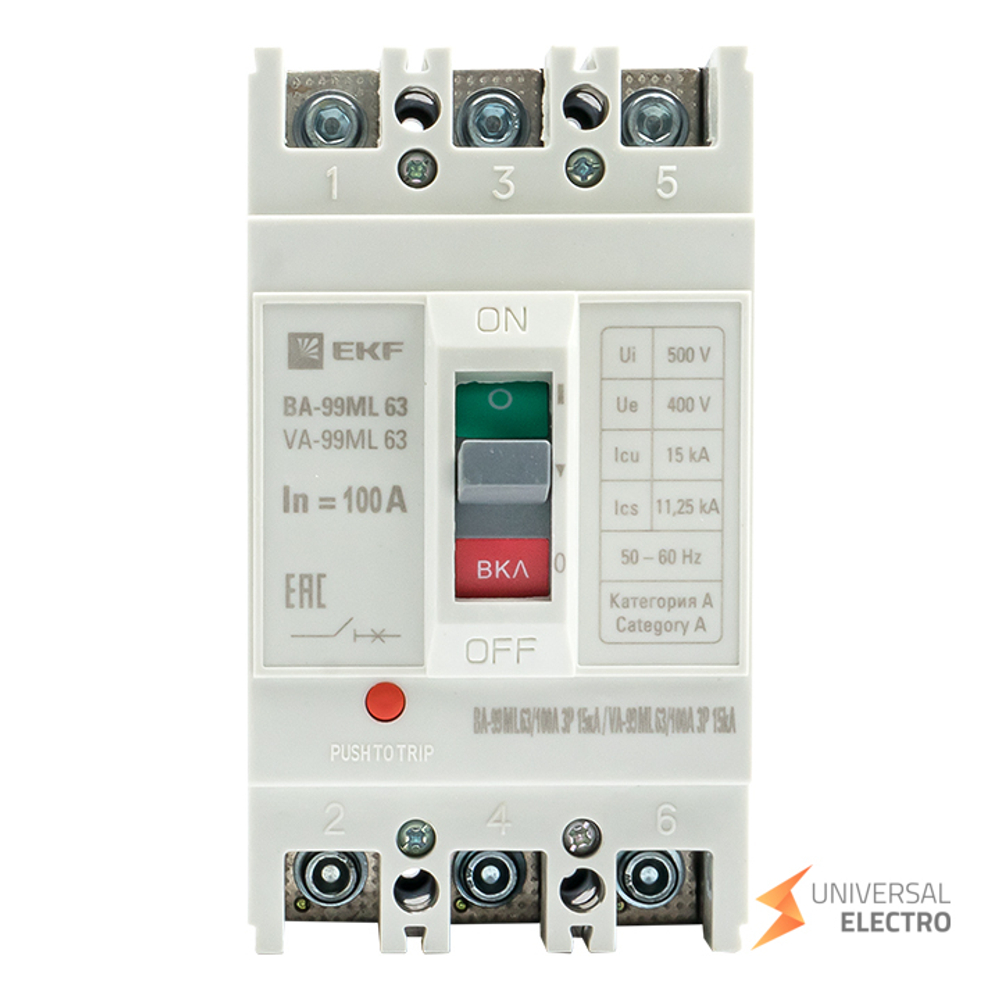 Автоматический выключатель ВА-99МL 63/100А 3P 15кА EKF Basic