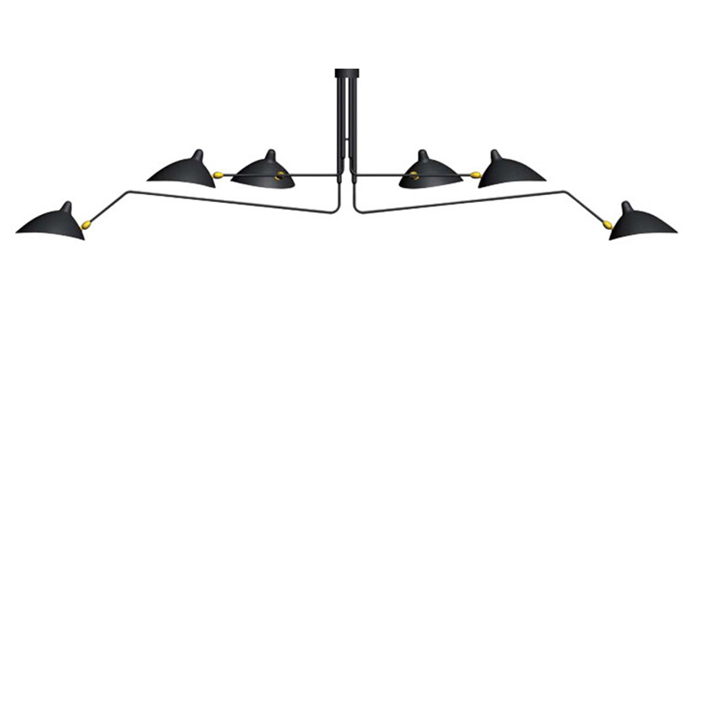 Ceiling design lamp Six Arms by Serge Mouille (Black)