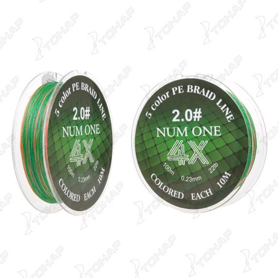Шнур NUM ONE PE4X-100M 2.0#/0,235 mm Multi Colour Ryobi