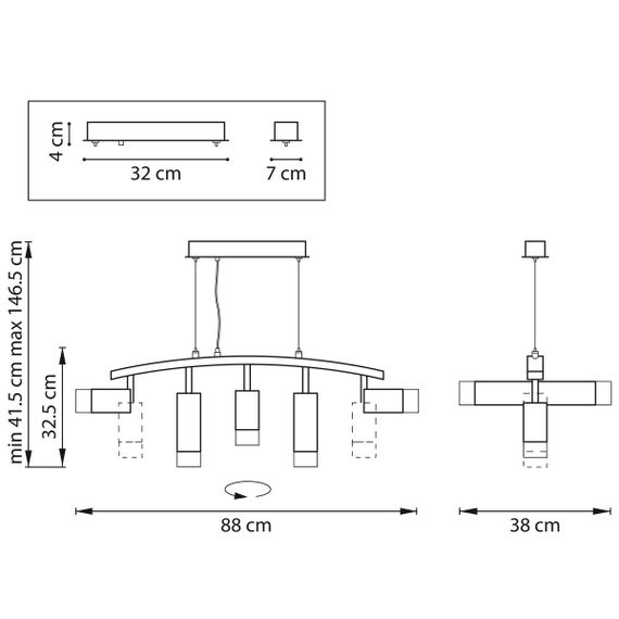 Комплект с подвесной люстрой Lightstar Rullo (571735+214437-3+214486-2+202431-5) LR7353738621