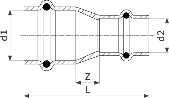 Муфта пресс Viega Profipress 22х18 редукционная с SC-Contur (серия 2415.2)