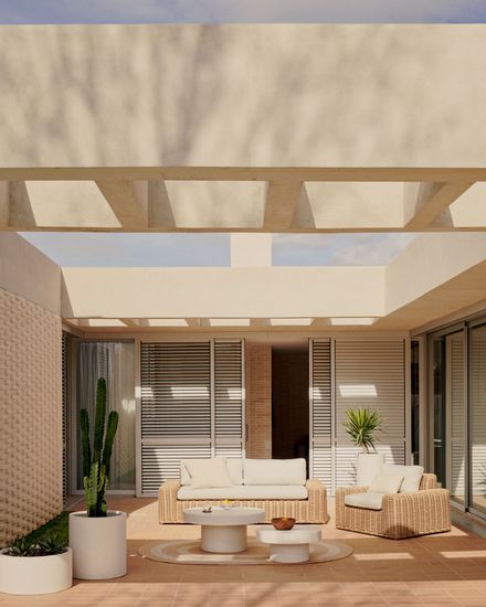 Portlligat Уличный столик из искусственного ротанга с натуральной отделкой 110x60